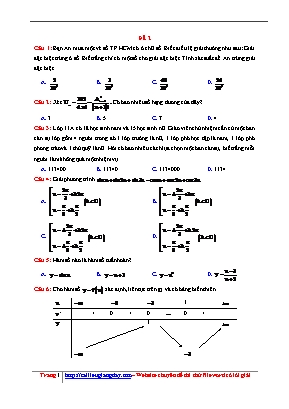 Đề thi học kì II môn Toán Lớp 12 (Có đáp án chi tiết)